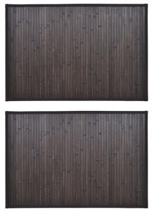 Bambusové koupelnové předložky 2 ks 60 x 90 cm tmavě hnědé