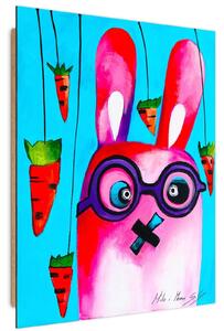 Gario Obraz Růžový králíček s brýlemi Velikost: 80 x 120 cm, Provedení: Panelový obraz