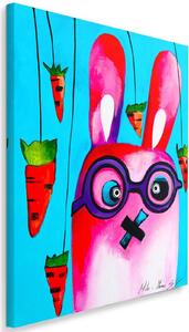 Obraz Růžový králíček s brýlemi Velikost: 80 x 120 cm, Provedení: Panelový obraz