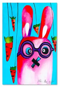 Obraz na plátně Růžový králíček s brýlemi Rozměry: 40 x 60 cm