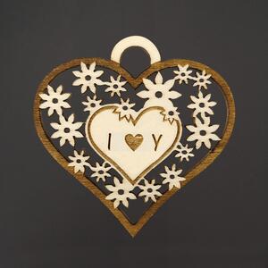AMADEA Dřevěné srdce s textem "I ♥Y", 7 cm, český výrobek