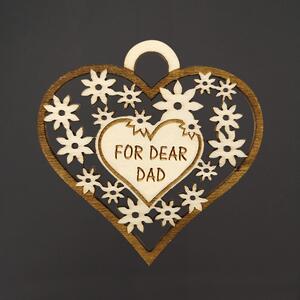 AMADEA Dřevěné srdce s textem "FOR DEAR DAD", 7 cm, český výrobek