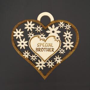 AMADEA Dřevěné srdce s textem "SPECIAL BROTHER", 7 cm, český výrobek