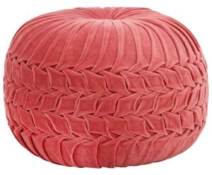 Sedací puf bavlněný samet nařasený 40 x 30 cm růžový