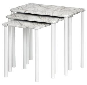 Přístavné stolky CARRARA bílá/dekor mramoru