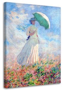 Obraz na plátně Žena s deštníkem otočená doprava - Claude Monet, reprodukce Rozměry: 40 x 60 cm