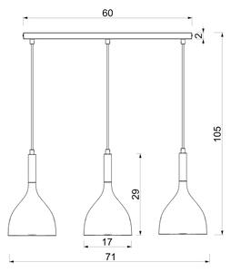 Lustr na lanku NOAK 3xE27/15W/230V burgundy