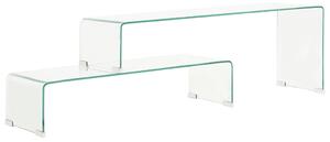 2dílný konferenční stolek 90x30x20 / 110x30x40 cm tvrzené sklo