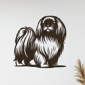 Dřevěný obraz psa Pekingese | Rozměry (cm): 40x39 | Zvolte barvu dekoru: Wenge