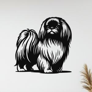 Dřevěný obraz psa Pekingese | Rozměry (cm): 40x39 | Zvolte barvu dekoru: Černá