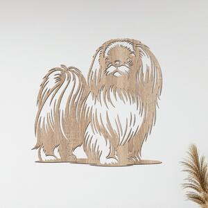 Dřevěný obraz psa Pekingese | Rozměry (cm): 40x39 | Zvolte barvu dekoru: Dub Sonoma
