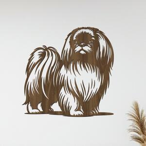 Dřevěný obraz psa Pekingese | Rozměry (cm): 40x39 | Zvolte barvu dekoru: Ořech