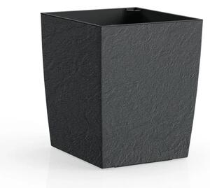 Květináč ELIOT STONE 25x25x25 s vložkou nízký antracit