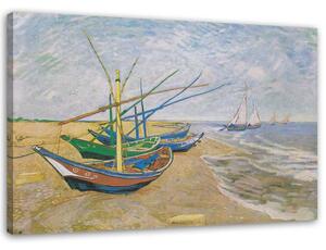Obraz na plátně Rybářské lodě na pláži v Saintes Maries de la Mer - Vincent van Gogh, reprodukce Rozměry: 60 x 40 cm