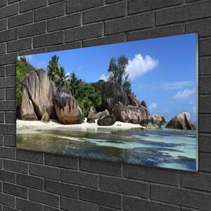 Obraz na skle Skála Moře Krajina 125x50 cm