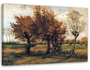 Obraz na plátně Podzimní krajina se čtyřmi stromy - Vincent van Gogh, reprodukce Rozměry: 60 x 40 cm