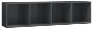 Knihovna/TV skříňka šedá s vysokým leskem 143 x 30 x 36 cm