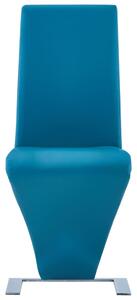 Jídelní židle s cik-cak designem 2 ks modré umělá kůže