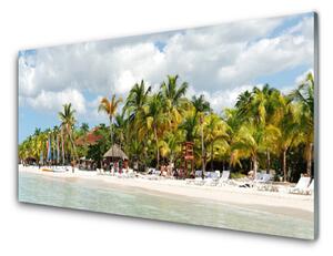 Obraz na skle Pláž Palma Stromy Krajina 125x50 cm