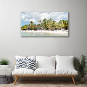 Obraz na skle Pláž Palma Stromy Krajina 125x50 cm