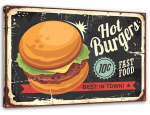 Obraz na plátně Nápis Retro burger Rozměry: 60 x 40 cm