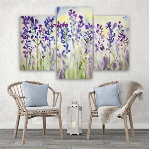Obraz na plátně Fialové a modré květy - 3 dílný Rozměry: 60 x 40 cm