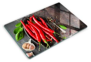 Skleněná deska za sporák Červené chilli papričky