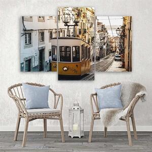 Obraz na plátně Historická tramvaj v Lisabonu - 3 dílný Rozměry: 60 x 40 cm