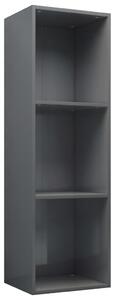 Knihovna / TV skříňka šedá vysoký lesk 36x30x114 cm dřevotříska