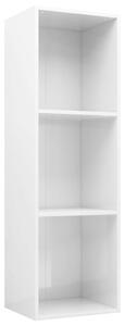 Knihovna / TV skříňka bílá vysoký lesk 36x30x114 cm dřevotříska