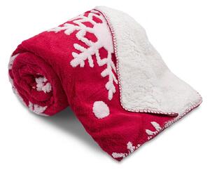 Velmi přijemná deka OVEČKA v červené barvě s bílými vločkami. Deka, která Vás zahřeje a navodí tu správnou vánoční atmosféru. Rozměr deky je 150x200 cm