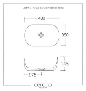 CERANO - Keramické umyvadlo na desku Deno - bílá lesklá - 48x35 cm