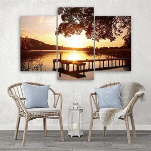 Obraz na plátně Jezero při západu slunce - 3 dílný Rozměry: 60 x 40 cm