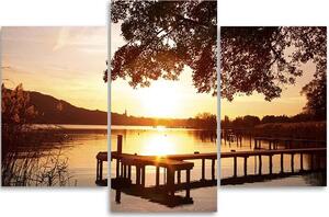 Obraz na plátně Jezero při západu slunce - 3 dílný Rozměry: 60 x 40 cm