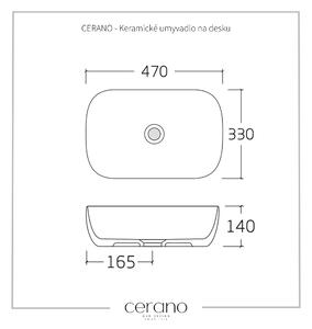 CERANO - Keramické umyvadlo na desku Lino - bílá lesklá - 47x33 cm