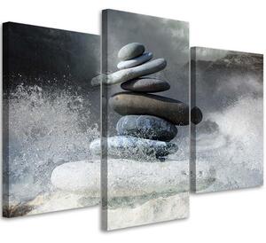 Obraz na plátně Zenové kameny ve vodě - 3 dílný Rozměry: 60 x 40 cm