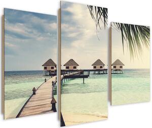 Obraz na plátně Tropické chaty na nábřeží - 3 dílný Rozměry: 60 x 40 cm