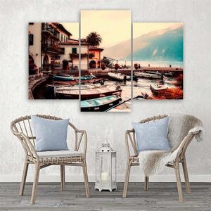 Obraz na plátně Lakeside marina - 3 dílný Rozměry: 60 x 40 cm