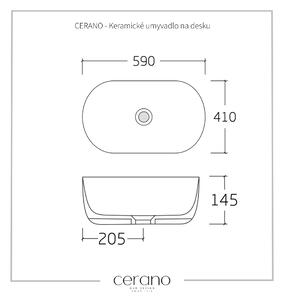 CERANO - Keramické umyvadlo na desku Deno - mramor - 59x41 cm