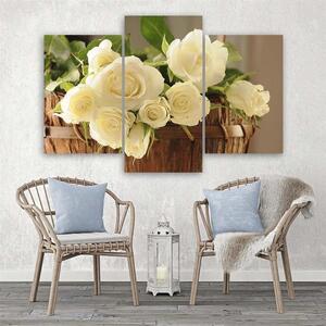 Obraz na plátně Žluté a bílé růže - 3 dílný Rozměry: 60 x 40 cm