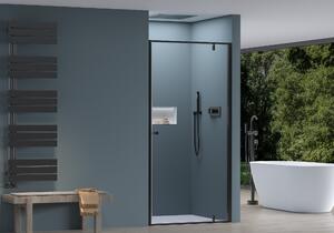 Cerano Ferri, 1-křídlé sprchové dveře 90x195 cm, 6mm čiré sklo, černý profil, CER-CER-425635