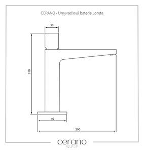 Cerano Loreta, vysoká umyvadlová stojánková baterie h-310, černá matná, CER-CER-423574