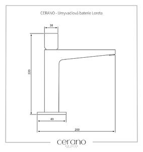 CERANO - Umyvadlová stojánková baterie Loreta - nízká - černá matná