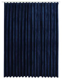 Zatemňovací závěs s háčky sametový tmavě modrý 290 x 245 cm