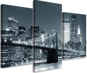 Obraz na plátně New York v noci - 3 dílný Rozměry: 60 x 40 cm