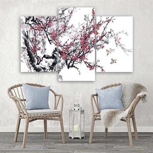 Obraz na plátně Japonské třešňové květy - 3 dílný Rozměry: 60 x 40 cm