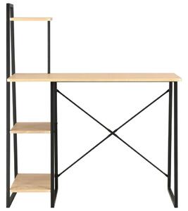 Psací stůl s poličkami černý a dubový odstín 102 x 50 x 117 cm