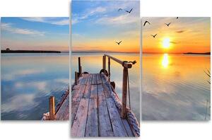 Obraz na plátně Západ slunce u jezera - 3 dílný Rozměry: 60 x 40 cm