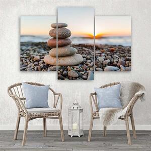 Obraz na plátně Zenové kameny na pláži - 3 dílný Rozměry: 60 x 40 cm