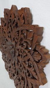 Mandala kulatá hnědá, teakové dřevo, ruční práce, 60 cm
